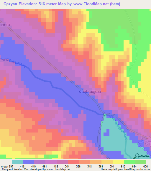 Qazyan,Azerbaijan Elevation Map