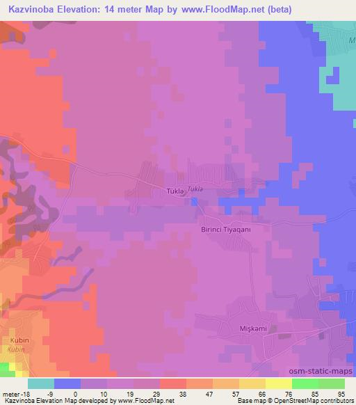 Kazvinoba,Azerbaijan Elevation Map