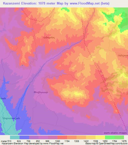 Kazanzemi,Azerbaijan Elevation Map