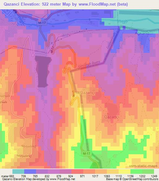 Qazanci,Azerbaijan Elevation Map