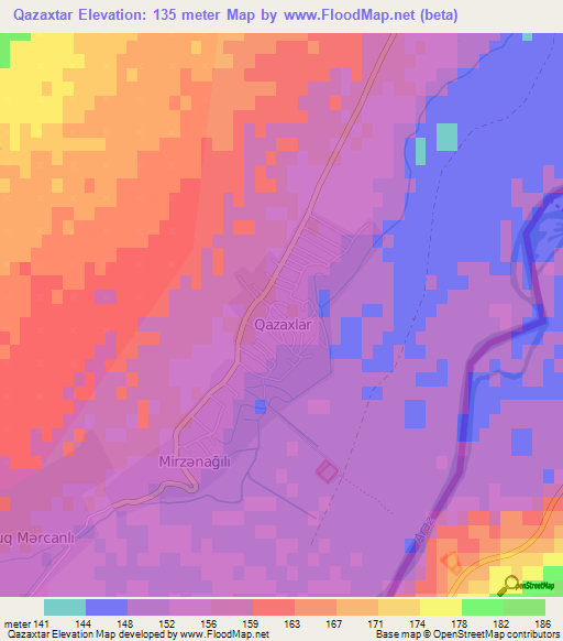 Qazaxtar,Azerbaijan Elevation Map