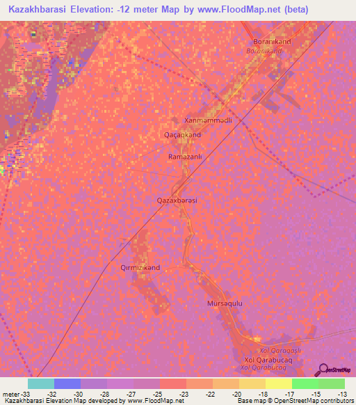 Kazakhbarasi,Azerbaijan Elevation Map