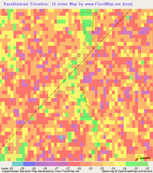 Kazakhbarasi,Azerbaijan Elevation Map