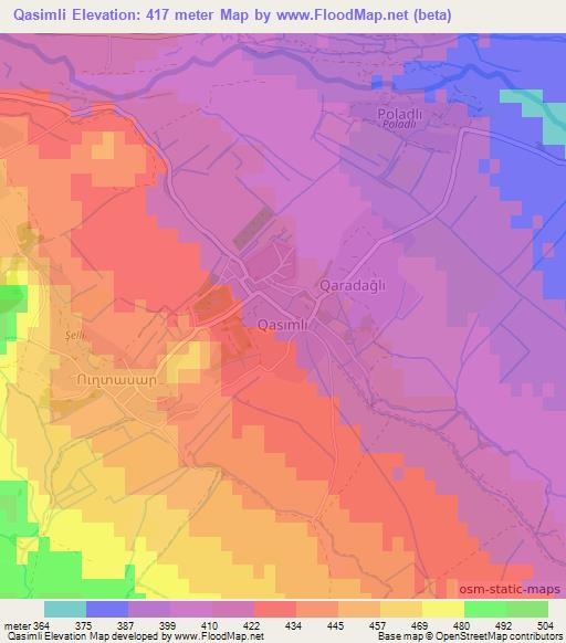 Qasimli,Azerbaijan Elevation Map