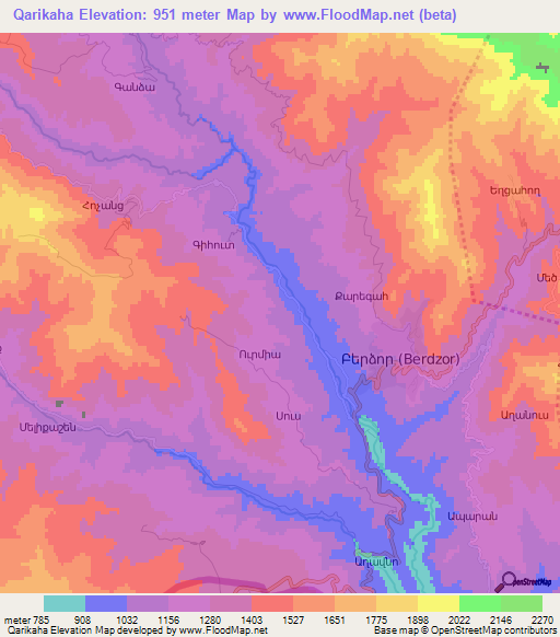 Qarikaha,Azerbaijan Elevation Map