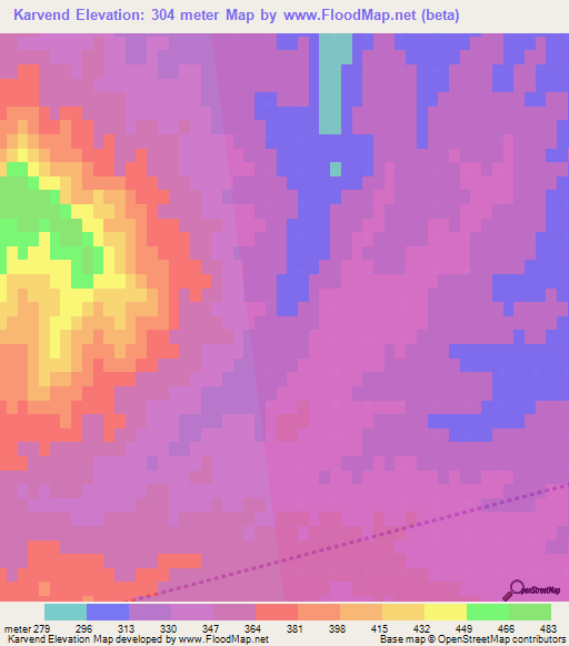 Karvend,Azerbaijan Elevation Map