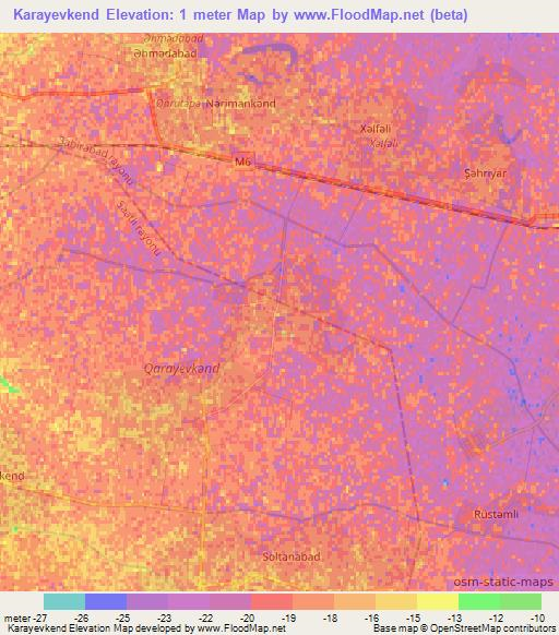 Karayevkend,Azerbaijan Elevation Map