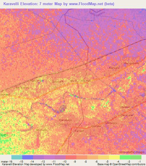 Karavelli,Azerbaijan Elevation Map