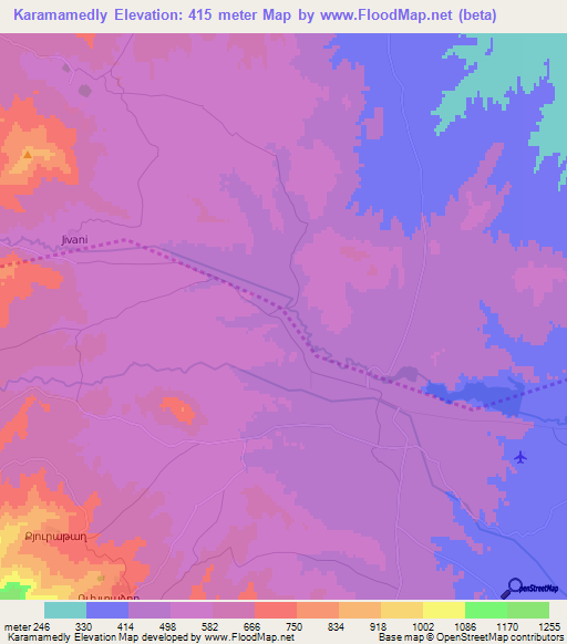 Karamamedly,Azerbaijan Elevation Map