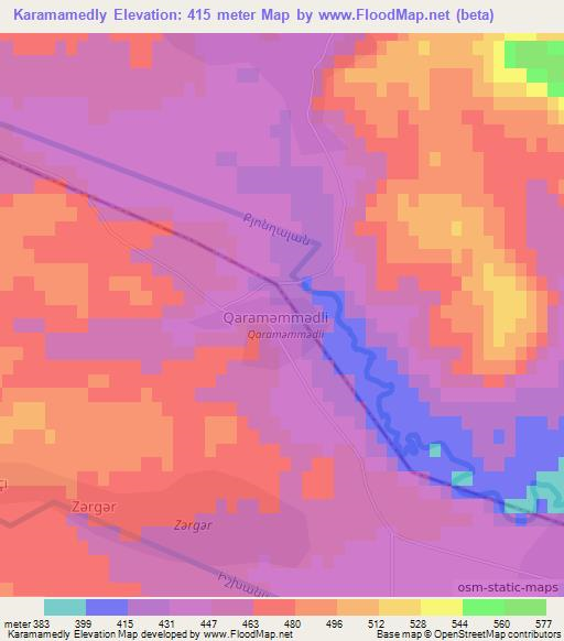 Karamamedly,Azerbaijan Elevation Map