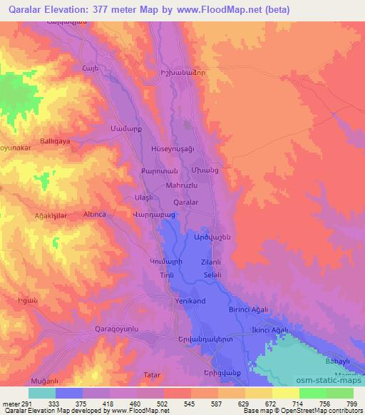 Qaralar,Azerbaijan Elevation Map