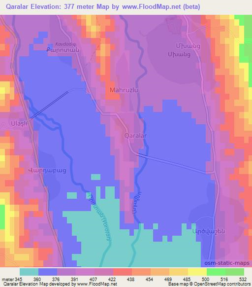 Qaralar,Azerbaijan Elevation Map