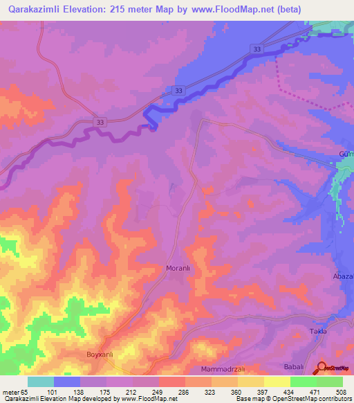 Qarakazimli,Azerbaijan Elevation Map