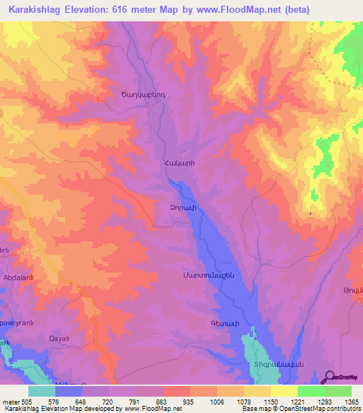 Karakishlag,Azerbaijan Elevation Map