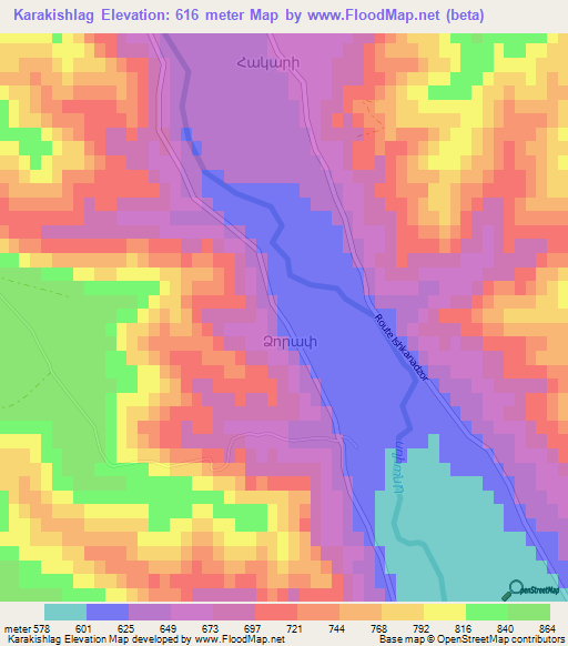 Karakishlag,Azerbaijan Elevation Map
