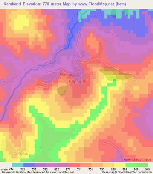 Karakend,Azerbaijan Elevation Map
