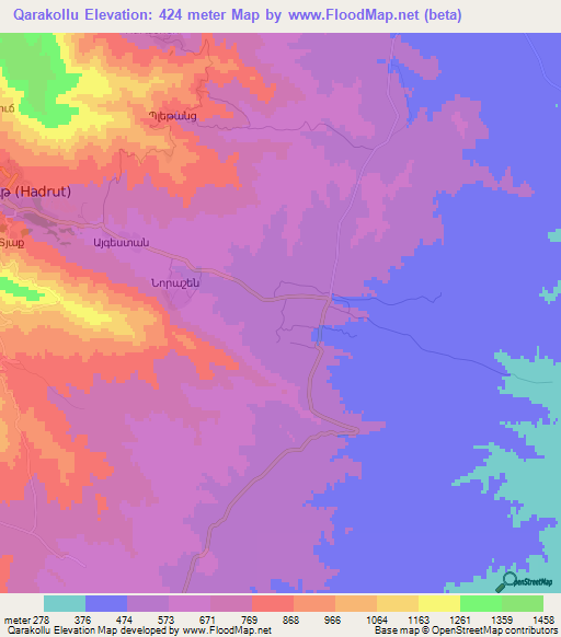 Qarakollu,Azerbaijan Elevation Map