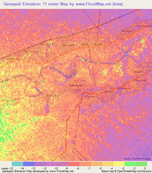 Qaraqasli,Azerbaijan Elevation Map