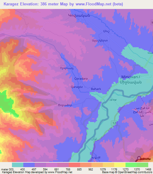 Karagez,Azerbaijan Elevation Map