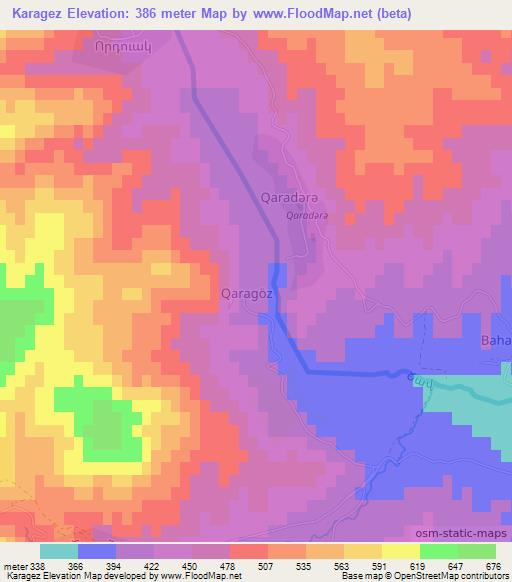 Karagez,Azerbaijan Elevation Map