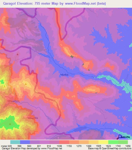 Qaragol,Azerbaijan Elevation Map