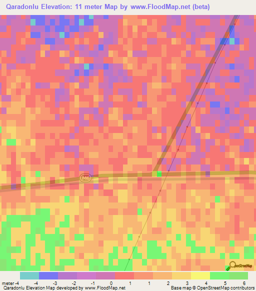Qaradonlu,Azerbaijan Elevation Map