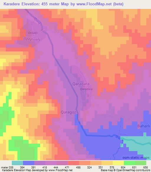 Karadere,Azerbaijan Elevation Map