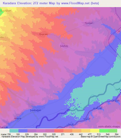Karadara,Azerbaijan Elevation Map