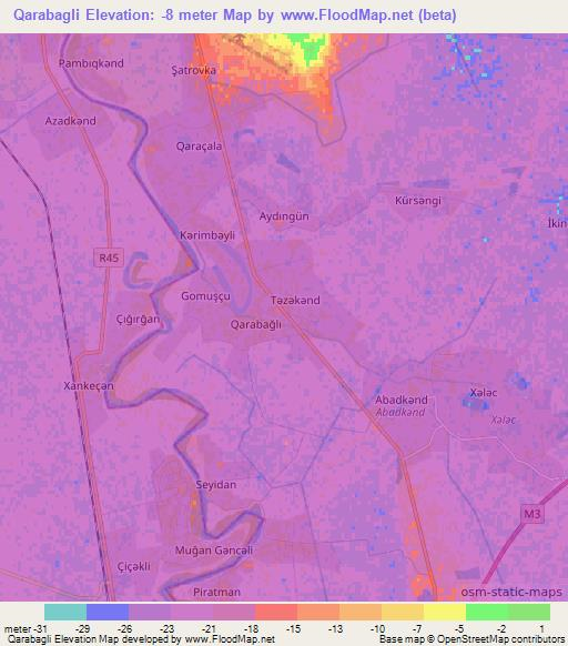 Qarabagli,Azerbaijan Elevation Map