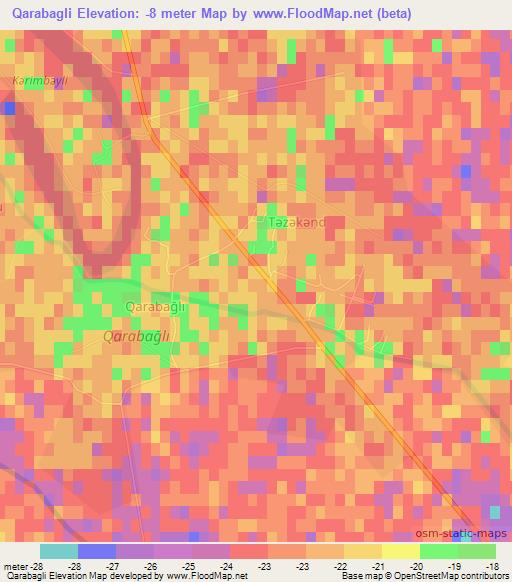 Qarabagli,Azerbaijan Elevation Map