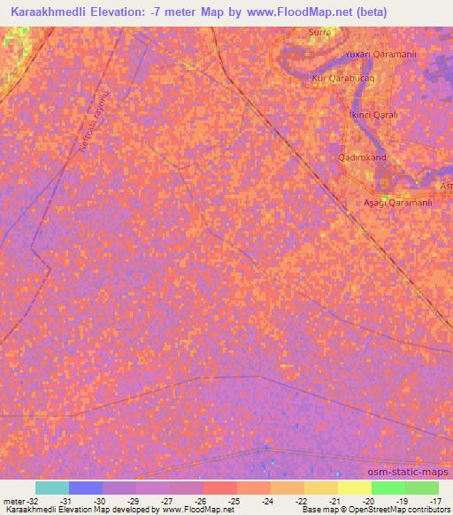 Karaakhmedli,Azerbaijan Elevation Map
