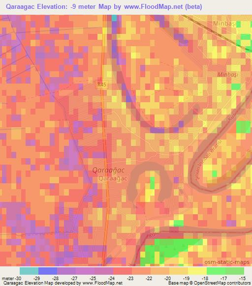 Qaraagac,Azerbaijan Elevation Map