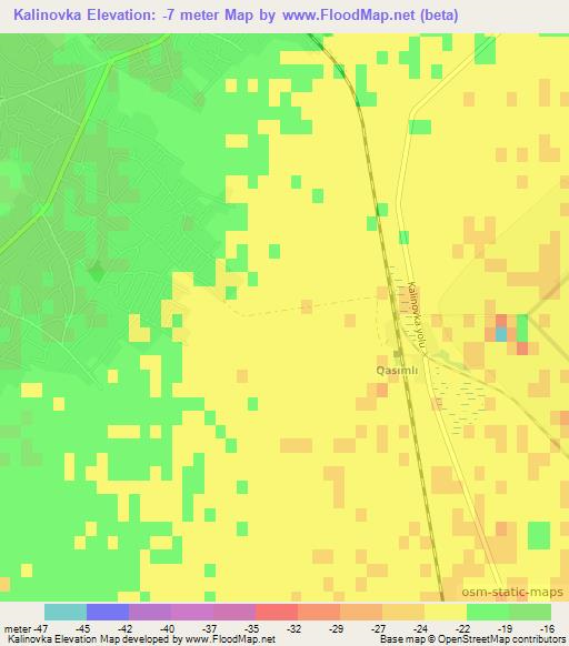 Kalinovka,Azerbaijan Elevation Map