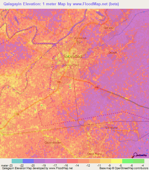 Qalagayin,Azerbaijan Elevation Map