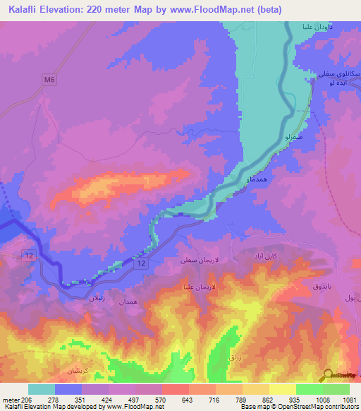 Kalafli,Azerbaijan Elevation Map