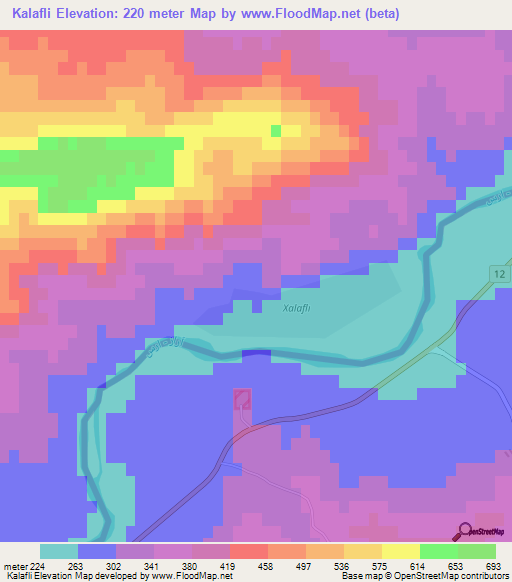 Kalafli,Azerbaijan Elevation Map