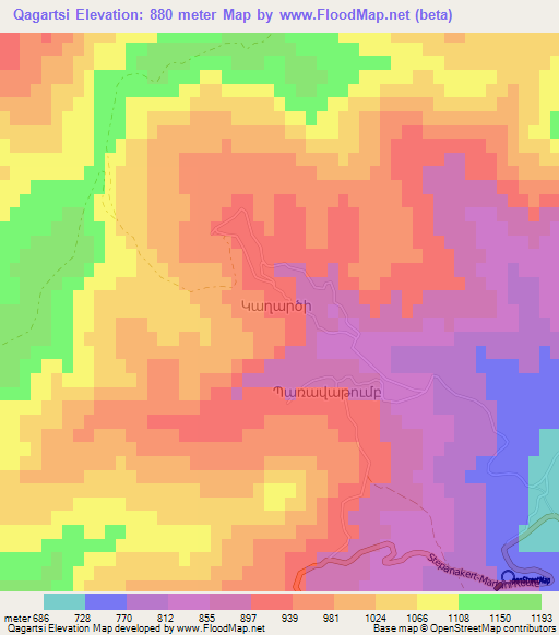 Qagartsi,Azerbaijan Elevation Map