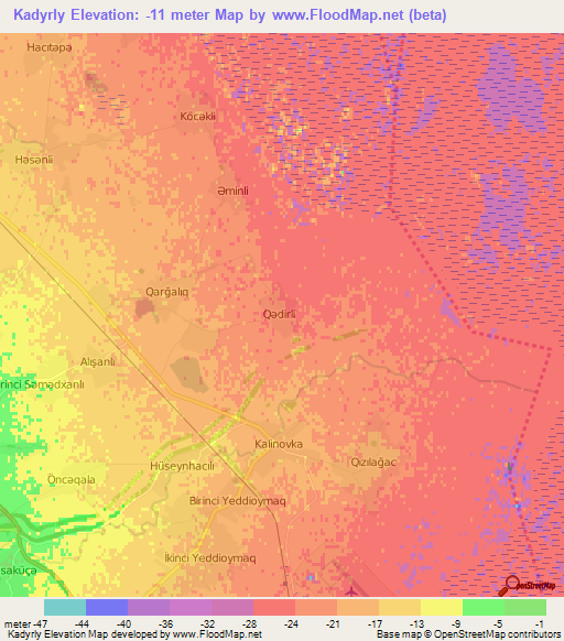 Kadyrly,Azerbaijan Elevation Map