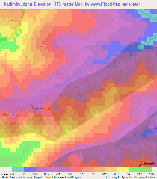 Kadimkyudzha,Azerbaijan Elevation Map
