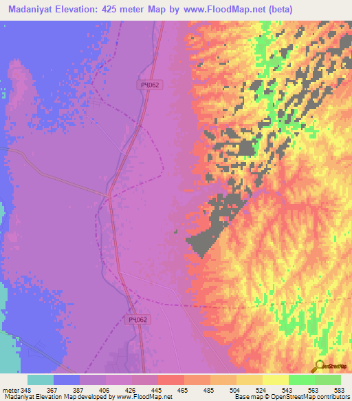 Madaniyat,Tajikistan Elevation Map
