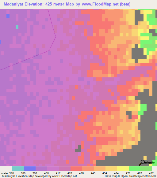 Madaniyat,Tajikistan Elevation Map