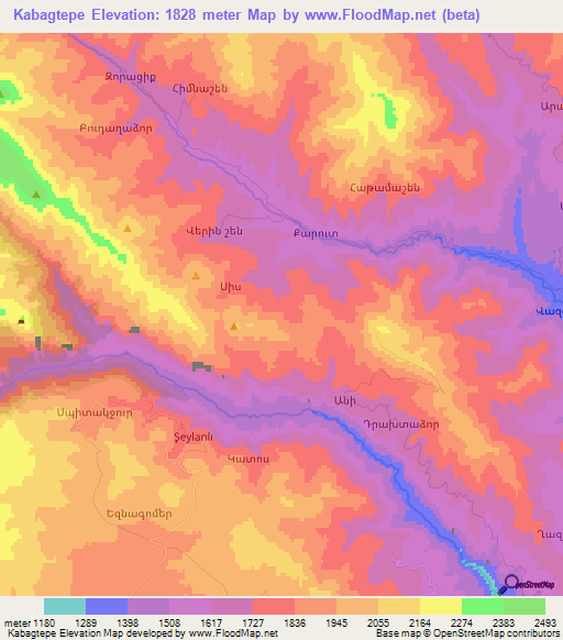 Kabagtepe,Azerbaijan Elevation Map