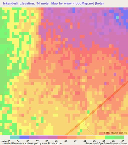 Iskenderli,Azerbaijan Elevation Map