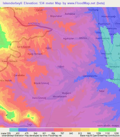 Iskenderbeyli,Azerbaijan Elevation Map