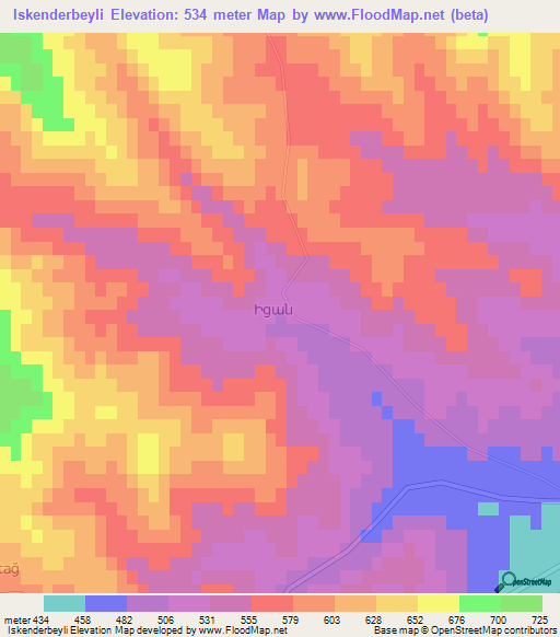 Iskenderbeyli,Azerbaijan Elevation Map