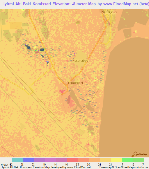 Iyirmi Alti Baki Komissari,Azerbaijan Elevation Map