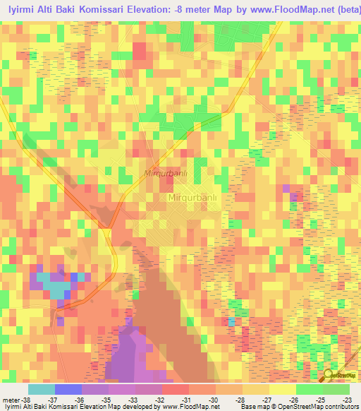 Iyirmi Alti Baki Komissari,Azerbaijan Elevation Map