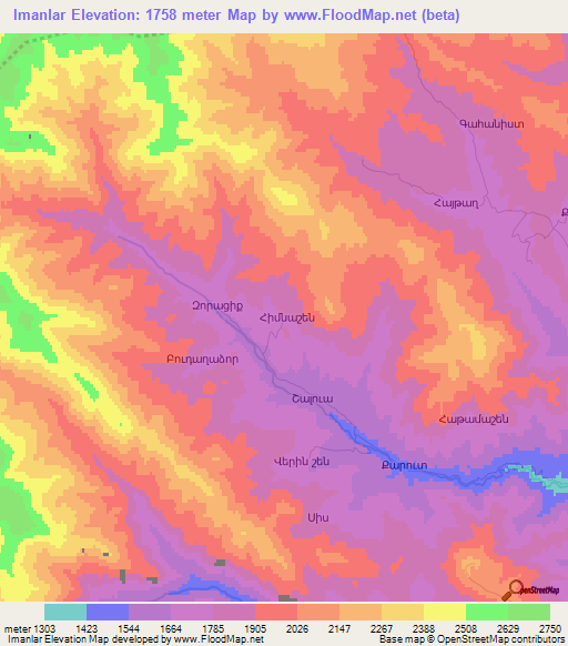 Imanlar,Azerbaijan Elevation Map