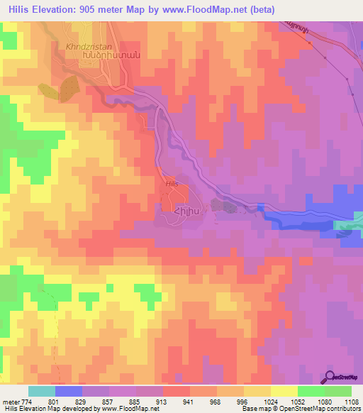 Hilis,Azerbaijan Elevation Map