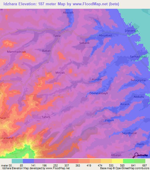 Idzhara,Azerbaijan Elevation Map